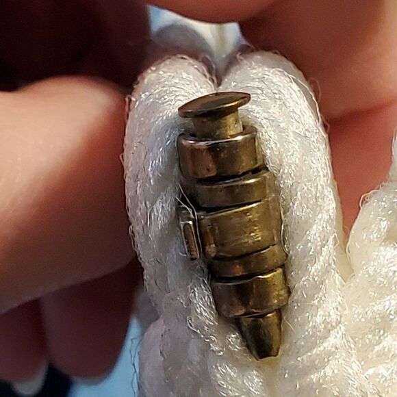 Vintage 70s Macrame Handbag Purse Medium Off White Lined Boho - Picture 6 of 6